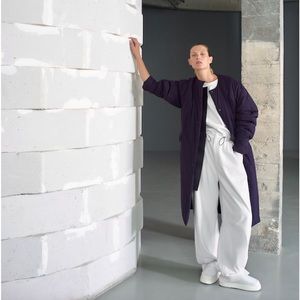 KASSL Editions x Zara Long Quilted Coat with a front Leather trim.